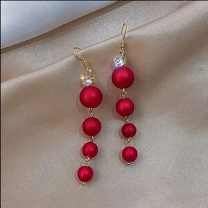 💕5/$18 Red Ball Drop Earrings